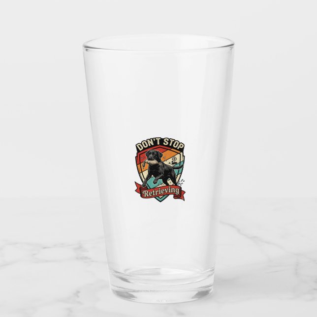 Don Stop Retrieving Black Labrador Dog Duck Retro  Glass (Front)