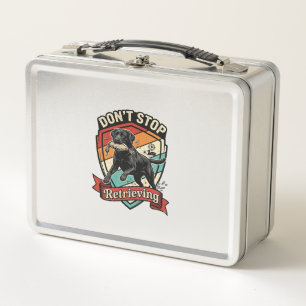 Don Stop Retrieving Black Labrador Dog Duck Retro Metal Lunch Box