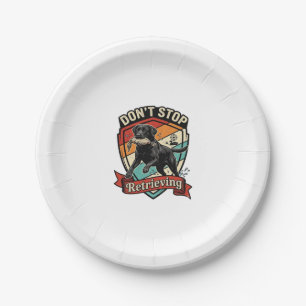 Don Stop Retrieving Black Labrador Dog Duck Retro Paper Plate