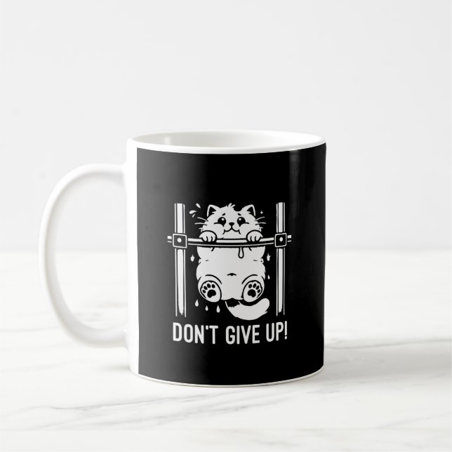 Don’t Give Up - Funny Gym Cat  Motivational Humour Coffee Mug (Left)