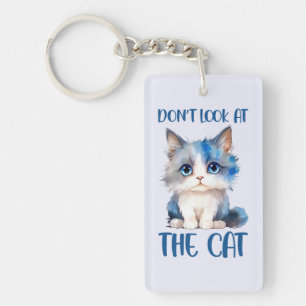 Don’t Look at the Cat – Adorable Bluish Kitten Keychain
