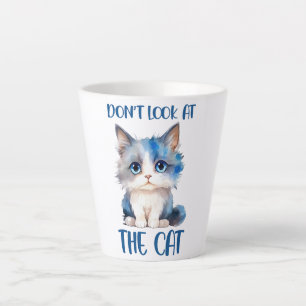 Don’t Look at the Cat – Adorable Bluish Kitten Latte Mug
