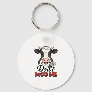 Don’t Moo Me Funny Cow Vintage Engraving Keychain