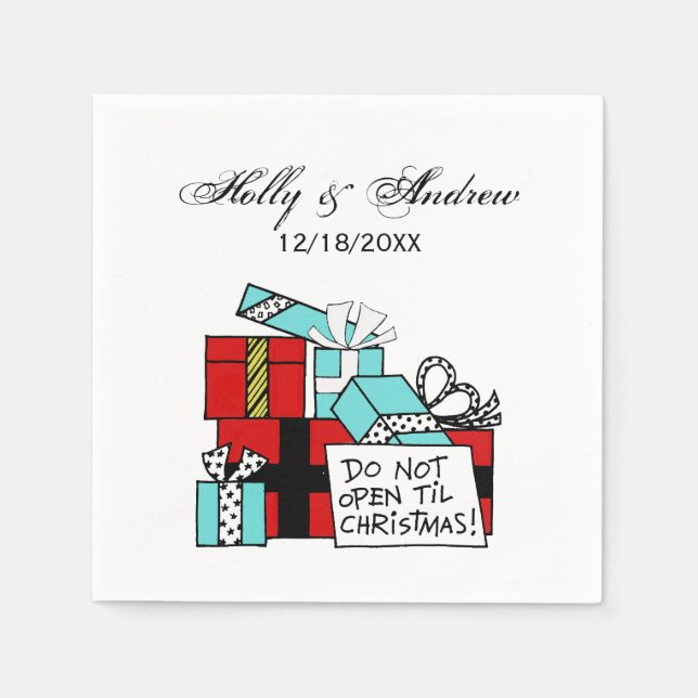 Don’t Open Til Christmas Presents Xmas Napkin (Front)