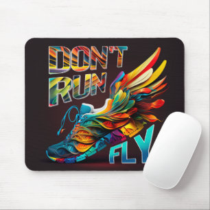 Don’t run, Fly   Neon Running shoe Mouse Pad