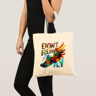 Don’t run, Fly Neon Running shoe Tote Bag