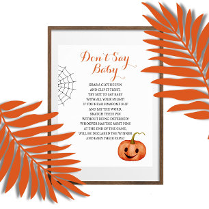 Don’t Say Baby Halloween Baby Shower Game Poster