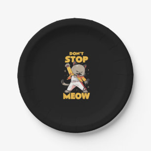 Don’t Stop Meow Cute Freddie Cat Paper Plate