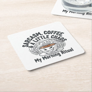 Don’t talk to me before caffeine square paper coaster