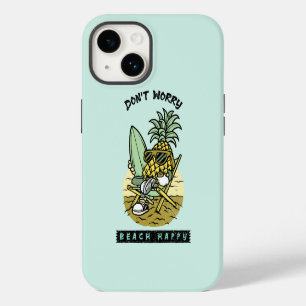 Don’t Worry Beach Happy – Funny Pineapple Surfer S iPhone 14 Case