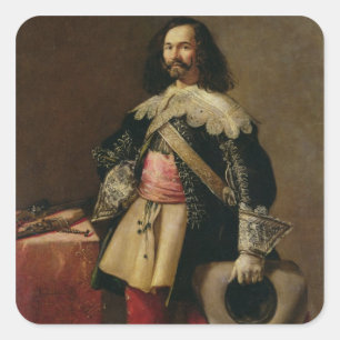 Don Tiburcio de Redin y Cruzat (oil on canvas) Square Sticker