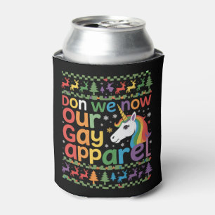 Don We Now Our Gay Apparel Unicorn Gay Christmas  Can Cooler