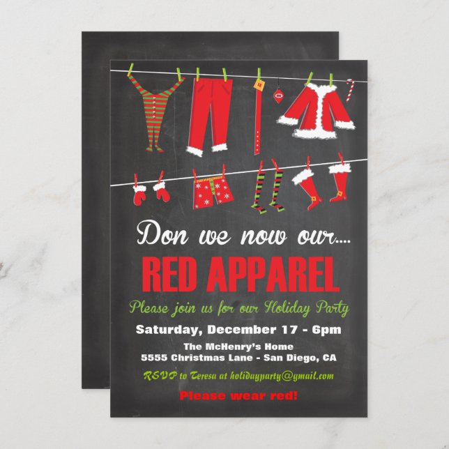 Don we now our Red apparel Christmas Invitations (Front/Back)