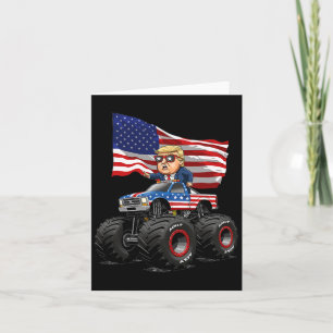 Donad Trump Monster Truck 4th Of July Usa Flag Fun Card