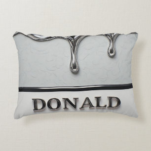 Donald Chrome Nameplate With Liquid Metal Drips Accent Pillow