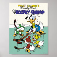 Donald Duck and Nephews Playing Hockey