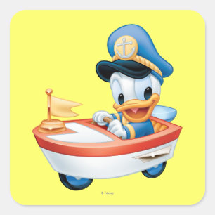 Donald Duck   Boat Baby Square Sticker