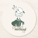 Donald Duck "Don't Overthink It" Round Paper Coaster<br><div class="desc">Add a touch of relatable humor and retro sophistication to your collection with this stylish "Don't Overthink It" Donald Duck design. Featuring a classic Donald Duck looking hilariously perplexed under a trio of question marks, this artwork perfectly captures those moments of everyday confusion we all face. The design uses a...</div>