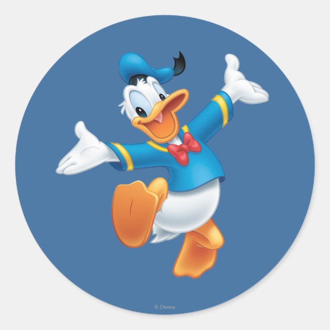 Donald Duck | Jumping Classic Round Sticker (Front)