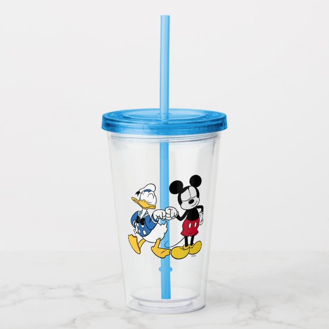 Donald Duck & Mickey Fist Bump Acrylic Tumbler (Front)