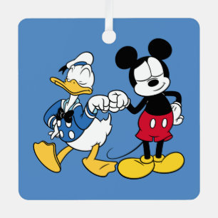 Donald Duck & Mickey Fist Bump Metal Ornament