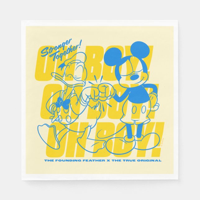 Donald Duck & Mickey Fist Bump Oh Boy! Napkin (Front)