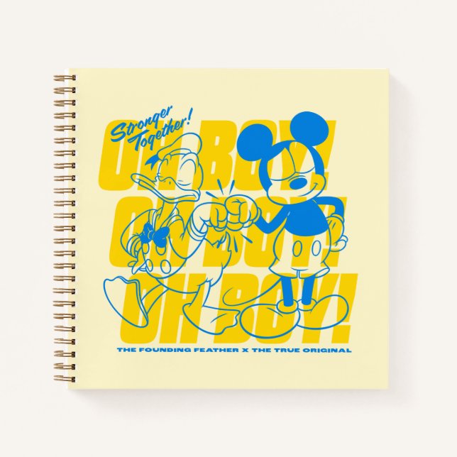 Donald Duck & Mickey Fist Bump Oh Boy! Notebook (Front)