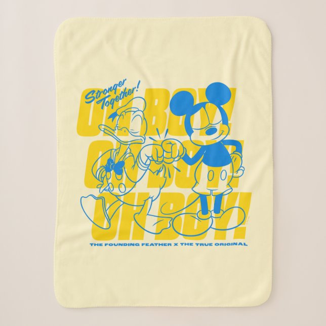 Donald Duck & Mickey Fist Bump Oh Boy! Sherpa Blanket (Front)