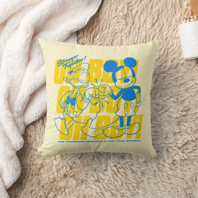 Donald Duck & Mickey Fist Bump Oh Boy! Throw Pillow (Blanket)