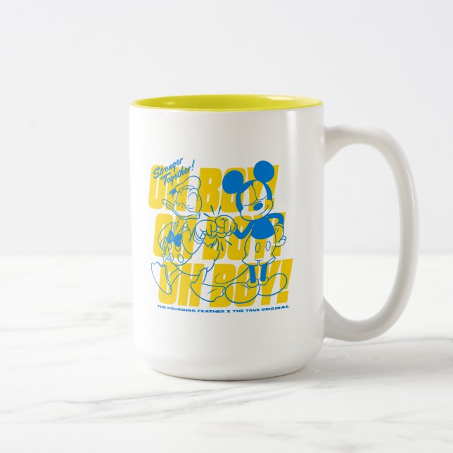Donald Duck & Mickey Fist Bump Oh Boy! Two-Tone Coffee Mug (Right)