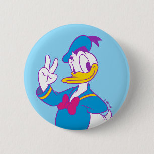 Donald Duck Peace Sign 2 Inch Round Button