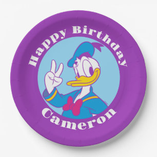 Donald Duck Peace Sign Paper Plate