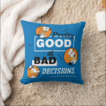 Donald Duck Pretty Good at Bad Decisions Throw Pillow<br><div class="desc">Embrace your inner troublemaker with this witty and high-energy statement design! Featuring a mix of bold, modern typography and three expressive Donald Duck character cameos, this graphic perfectly captures the chaotic charm of a beloved icon. With the hilarious statement "Pretty Good at Bad Decisions, " it’s a brilliant nod to...</div>