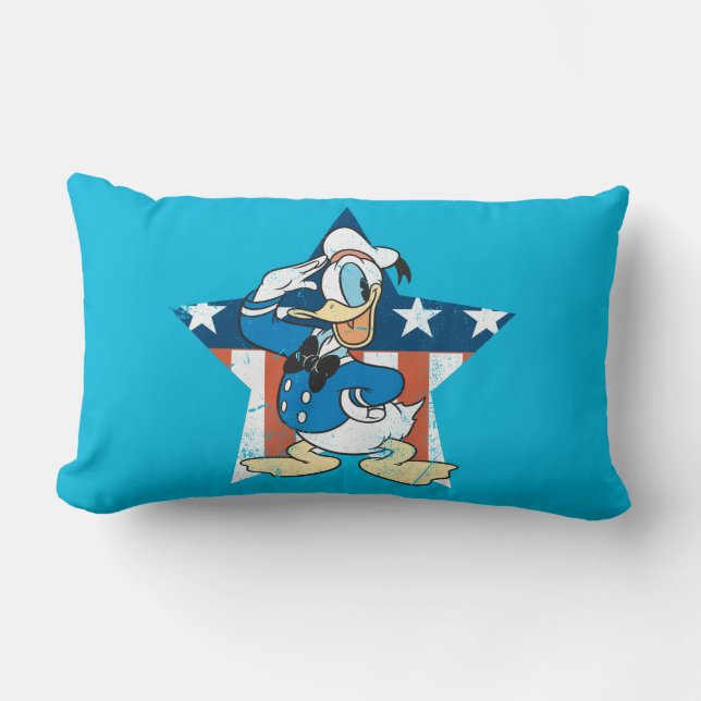 Donald Duck | Salute with Patriotic Star Lumbar Pillow (Front)