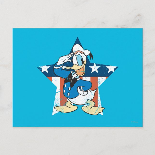 Donald Duck | Salute with Patriotic Star Postcard (Front)
