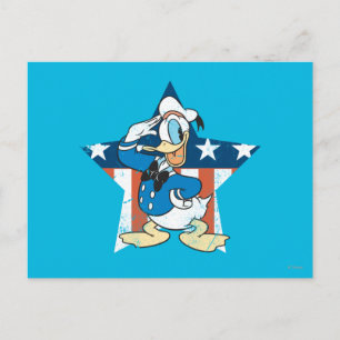 Donald Duck Salute with Patriotic Star Postcard