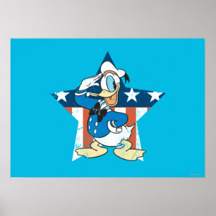 Donald Duck   Salute with Patriotic Star Poster