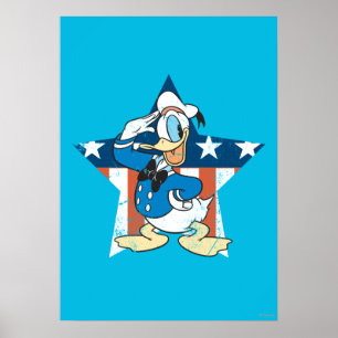 Donald Duck   Salute with Patriotic Star Poster