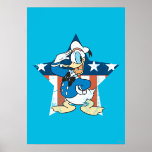 Donald Duck   Salute with Patriotic Star Poster