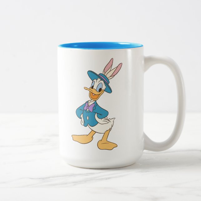 Donald Duck with Easter Bunny Ears Two-Tone Coffee Mug (Right)