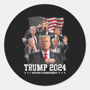 Donald J Trump 2024 Never Surrender 1  Classic Round Sticker