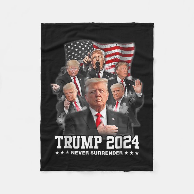 Donald J Trump 2024 Never Surrender  Fleece Blanket (Front)