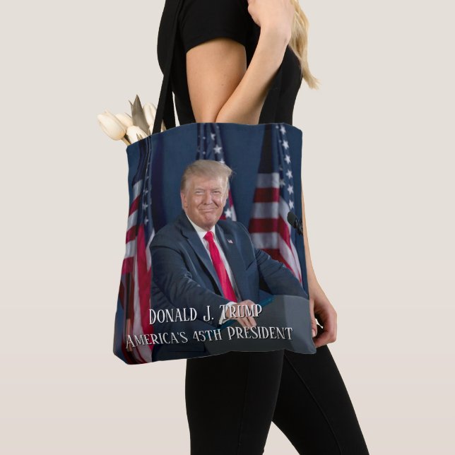 Donald J. Trump 45th President Keepsake Tote Bag (Close Up)