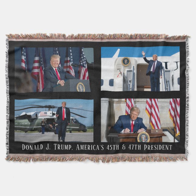 Donald J. Trump 47th President Photo Keepsake Throw Blanket (Front)