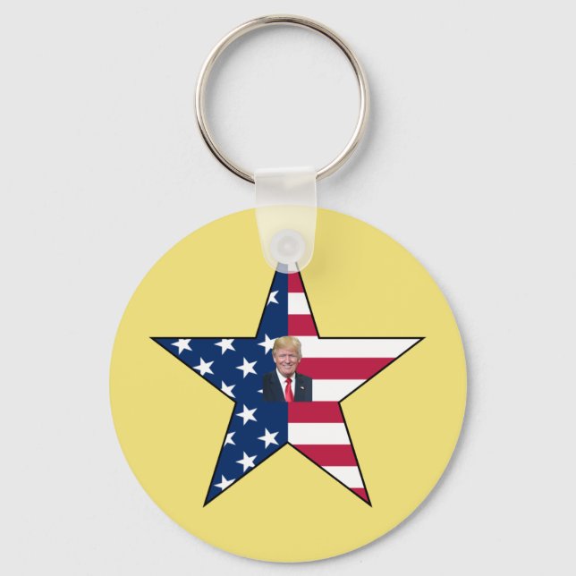 Donald J. Trump~ President~ US Flag~ Star ~ MAGA ~ Keychain (Front)