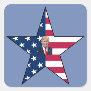 Donald J. Trump~ President~US Flag  ~Star ~ MAGA ~ Square Sticker