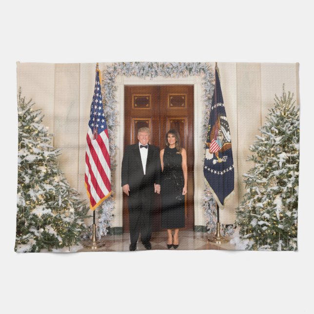Donald & Melania Trump's Christmas White House Kitchen Towel (Horizontal)