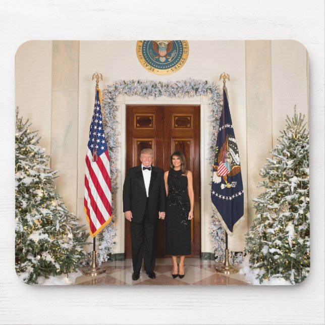 Donald & Melania Trump's Christmas White House Mouse Pad (Front)