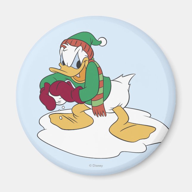 Donald Throwing a Snowball Magnet (Front)