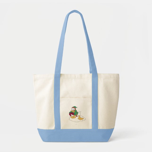 Donald Throwing a Snowball Tote Bag (Front)